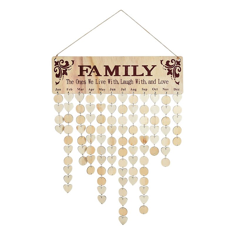 Calendario de madera DIY para cumpleaños, tablero de calendario para días especiales, recordatorio de cumpleaños para amigos y familia, decoración colgante: M03