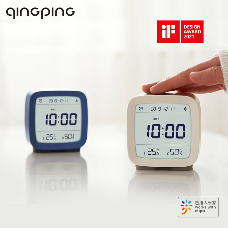 In Stock Qingping Bluetooth-compatible Temperature Humidity Sensor Night Light LCD Alarm Clock Mihome App Control Thermometer