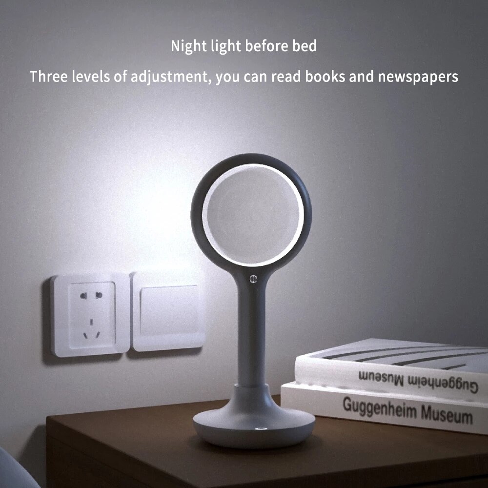 Xiaoda 3x smart-handlupe mit schwerkraftsensor, optischer glaslinse, 45 leds, automatischer helligkeitsanpassung und nachtlicht
