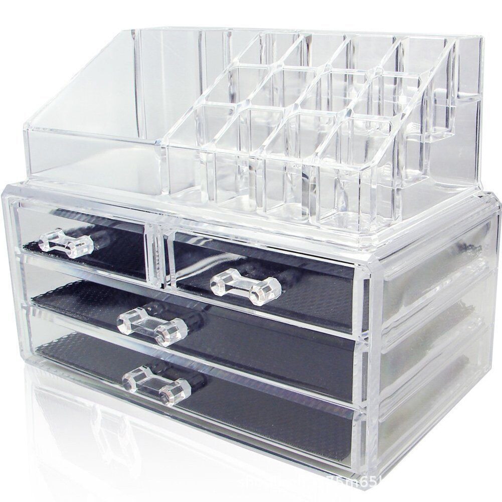Organizador de maquillaje transparente, compacto, estantería, colorete, resaltador, sombra de ojos, soporte de exhibición, cajón de caja de almacenamiento de cosméticos: Default Title
