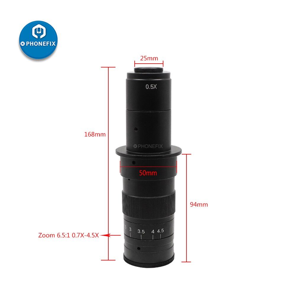 Adjustable Magnification 120X 130X 180X 200X 300X Zoom C Mount Lens Industry Video Microscope Camera for phone PCB SMD Soldering: 180X