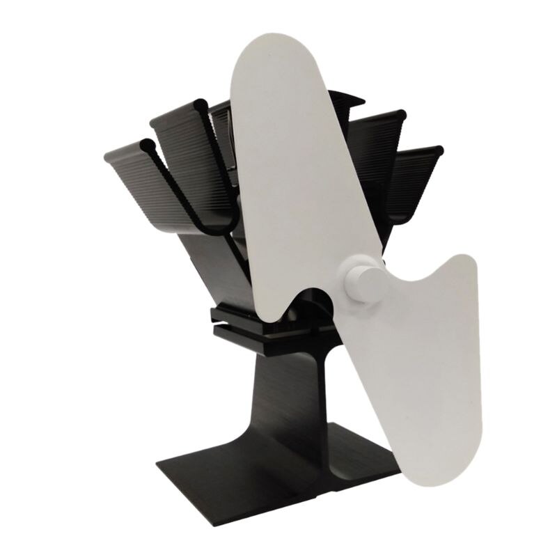 2 Blades Heat Powered Stove Fireplace Fan Fuel Saving Silent Ecofan for Wood Log Burner Heater HX6C: W