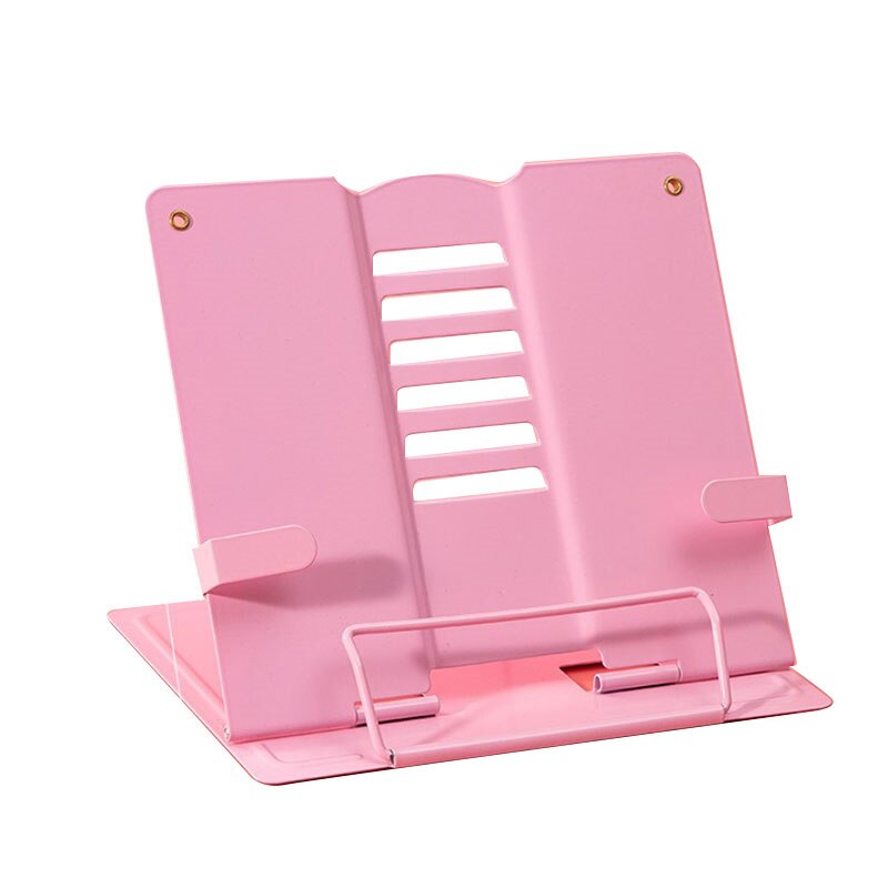 Verstelbare Draagbare Metalen Verstelbare Leesboek Houder Ondersteuning Document Plank Bookstand Tablet Muziek Score Recept Stand: Roze
