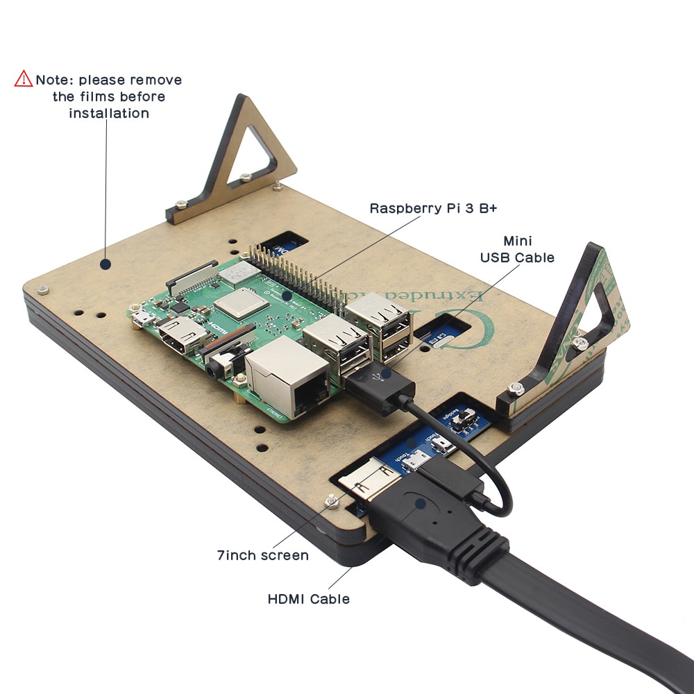 Raspberry Pi Acryl Case/Houder Voor Raspberry Pi 3 Model B Board & 7 Inch Scherm | Case Voor pi 3 7 Inch Touch Screen / Display