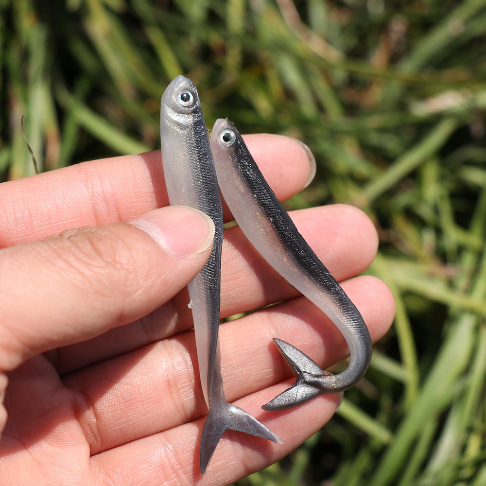 10 kpl/pussi pehmeä katkarapu madot kalaviehe hopea silikoni vaapuja kalastusvälineet jigging toukka kalastussyötti jigipää syötti 8cm/2g