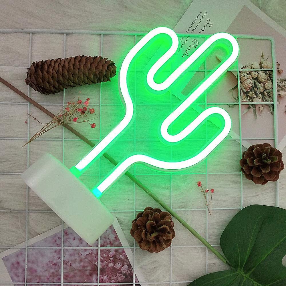 Led néon Cactus en forme de lampe verte USB et alimenté par batterie pour les chambres à la maison mariage anniversaire Decorat table veilleuse