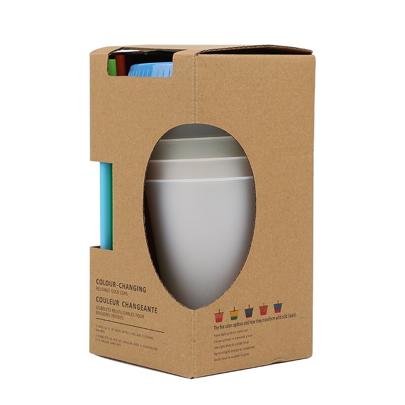 5 Color Changing Confetti Reusable Plastic Tumbler With Lid &amp;Straw Cold Cup For Cold Drinks Cup Accessories Kitchen Tools