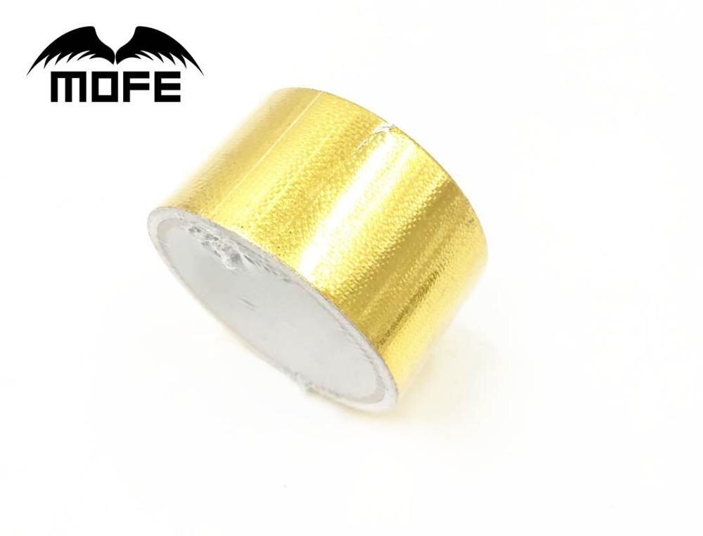 MOFE 2 "x 5 meter Zelfklevende Warmte Reflecterende Tape Auto Vrachtwagen Motorfiets Glasvezel Hitteschilden Weerspiegelen Lijm wrap Barrière: Goud