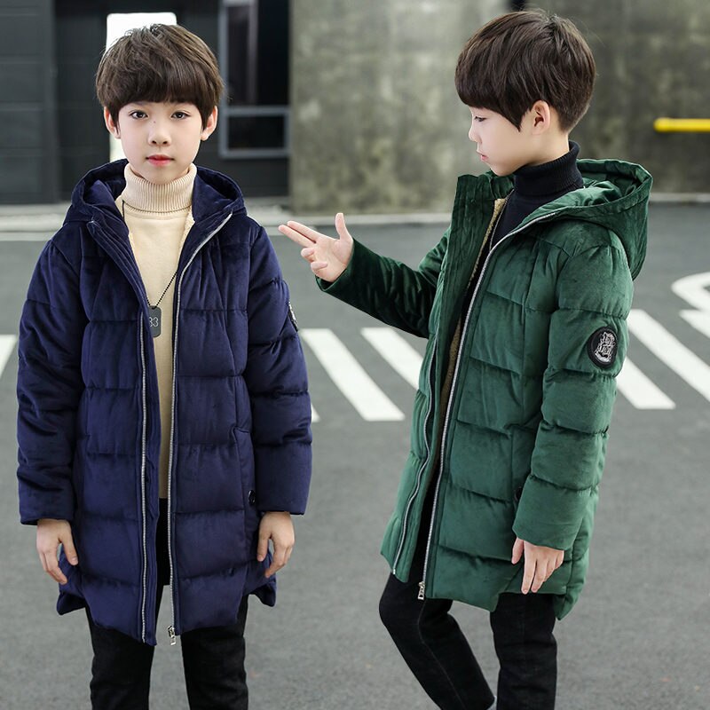 Inverno menino longo casaco parka adolescente casacos quentes casaco para crianças jaquetas pleuche adolescentes meninos inverno hoodies outerwear 5-14 t
