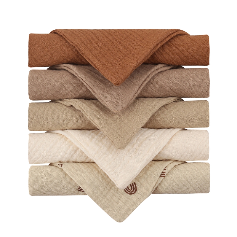 5 Pcs/set Soft Cotton Baby Face Towel Bath Towel Absorbent Gauze Newborn Burp Cloths Kids Washcloth Handkerchief Feeding Towel: square towel-4