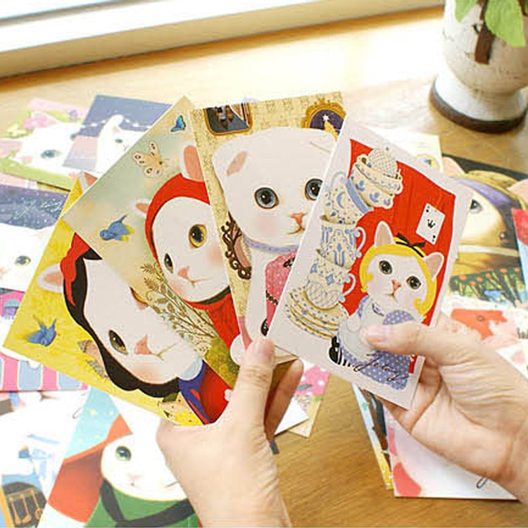 40pcs /set Pet cat series postcards birthday cards World Landscape greeting cards memo DIY stationery post card