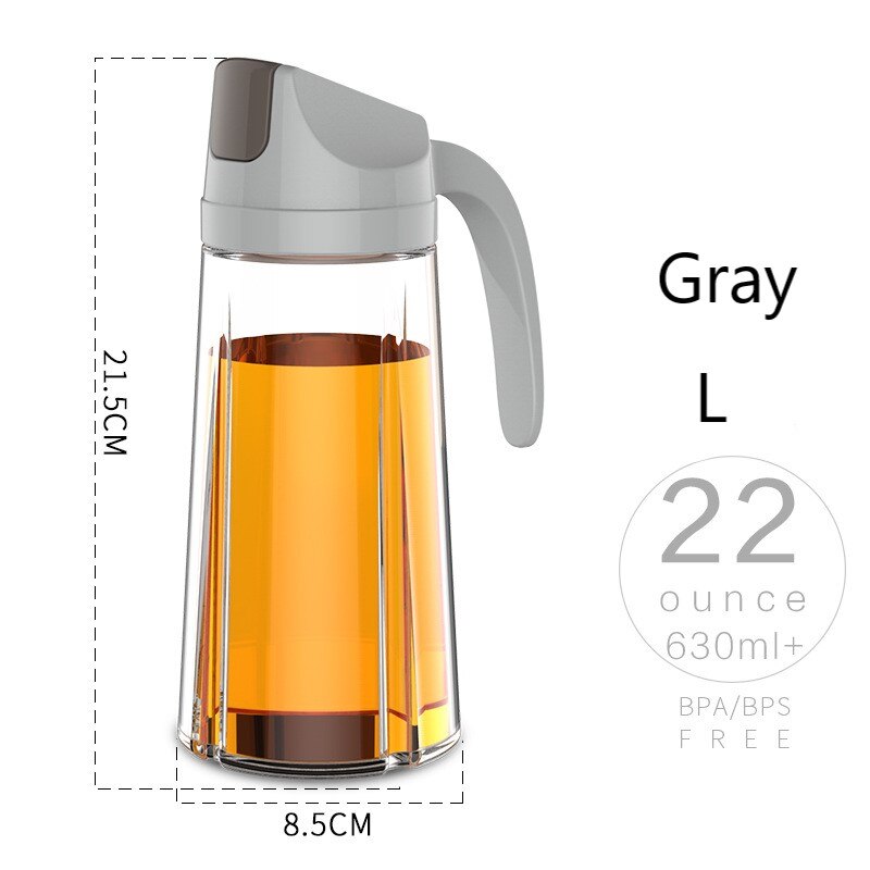 Distributeur de bouteilles d'huile en verre, étanche, à rabat automatique, huile d'olive, vinaigre, condiments, Transparent, accessoires de cuisine: 630ml Gray