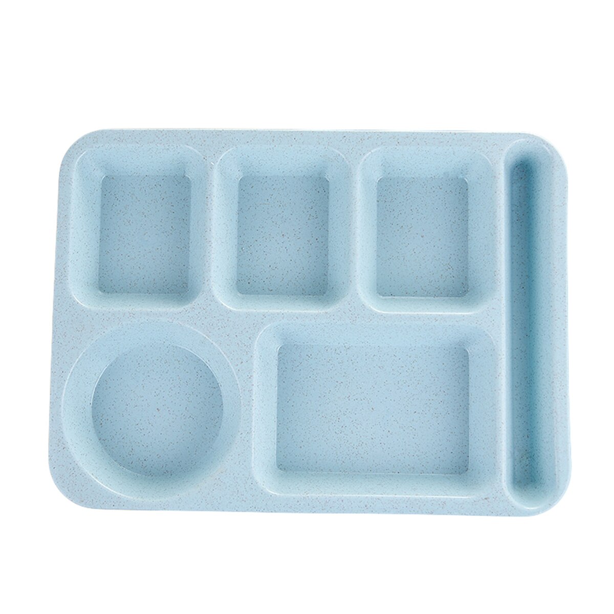 Portable Eco-friendly Wheat Straw 6-Compartment Lunch Container Food Meal Storage Picnic Tray with Fork Spoon & Chopsticks: Blue