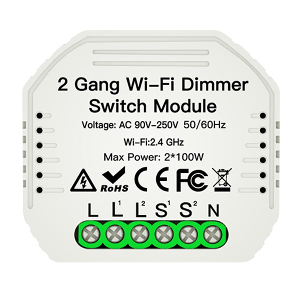 2 Gang DIY WiFi Dimmer Module Smart Life/Tuya APP Remote 2 Way Light Switch: 2 way