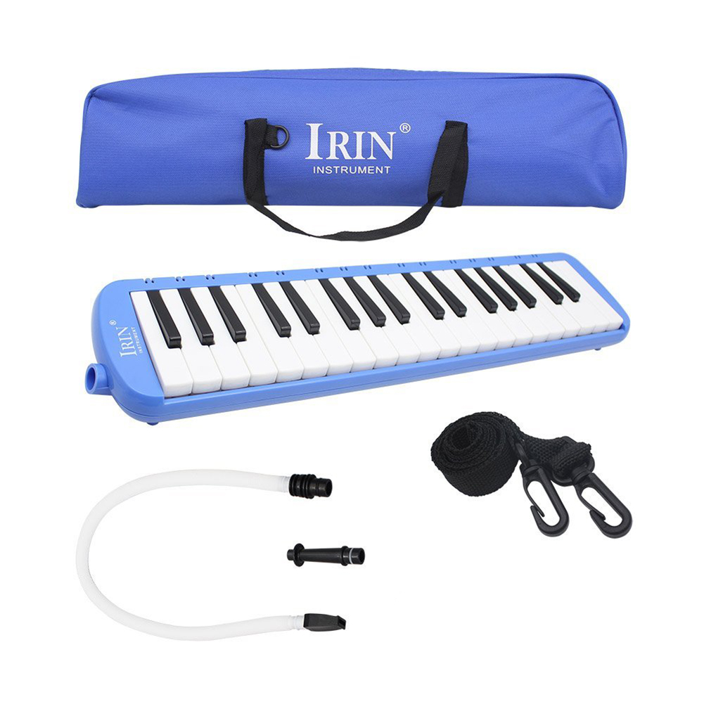 IRIN 1set 37 Piano Toetsen Melodica Muziekinstrument met Draagtas voor Studenten Beginners Kids Blauw