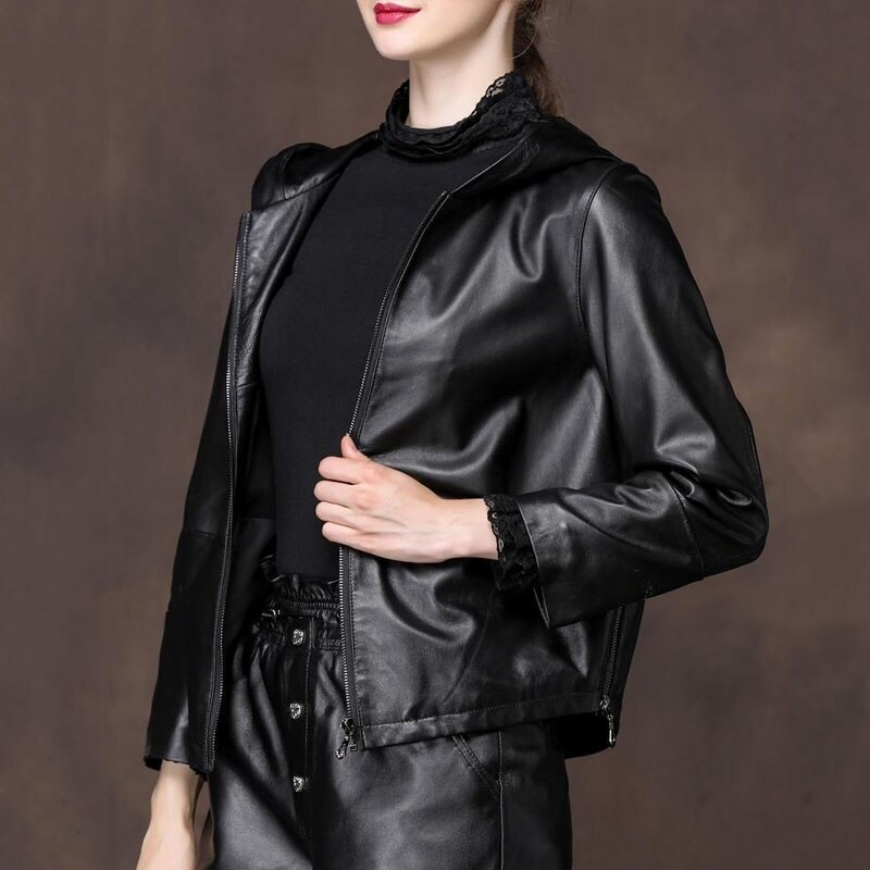 1 pz giacche corte da donna taglie forti cappotti 2021 primavera pelliccia sintetica PU cerniera in pelle giuntura cappotto da locomotiva Skinny da donna nero