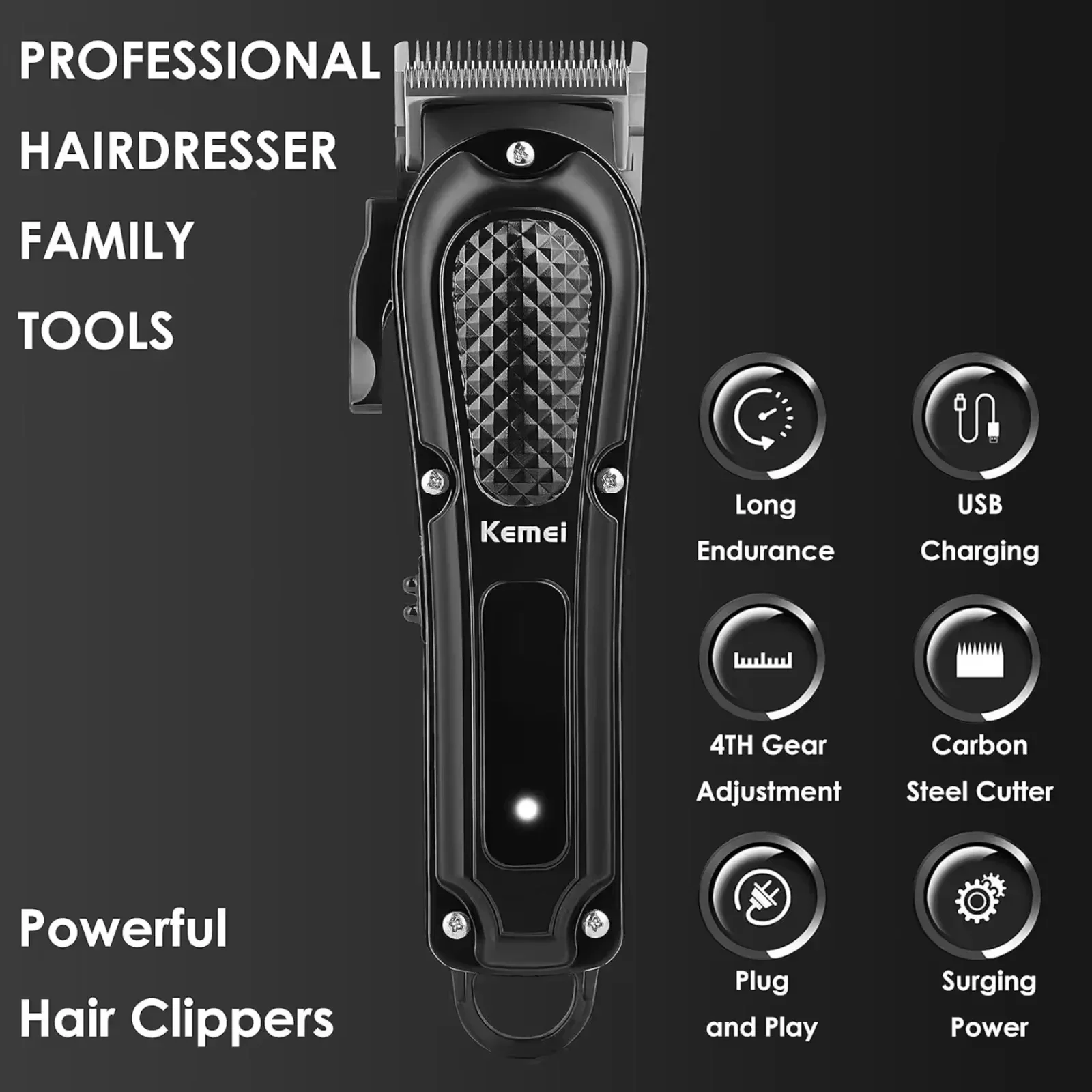 Kemei Men's Hair Clipper KM-1071 KM-2299 Cordless Hair Clipper Men's Beard Trimmer Electric Haircut Beauty Kit