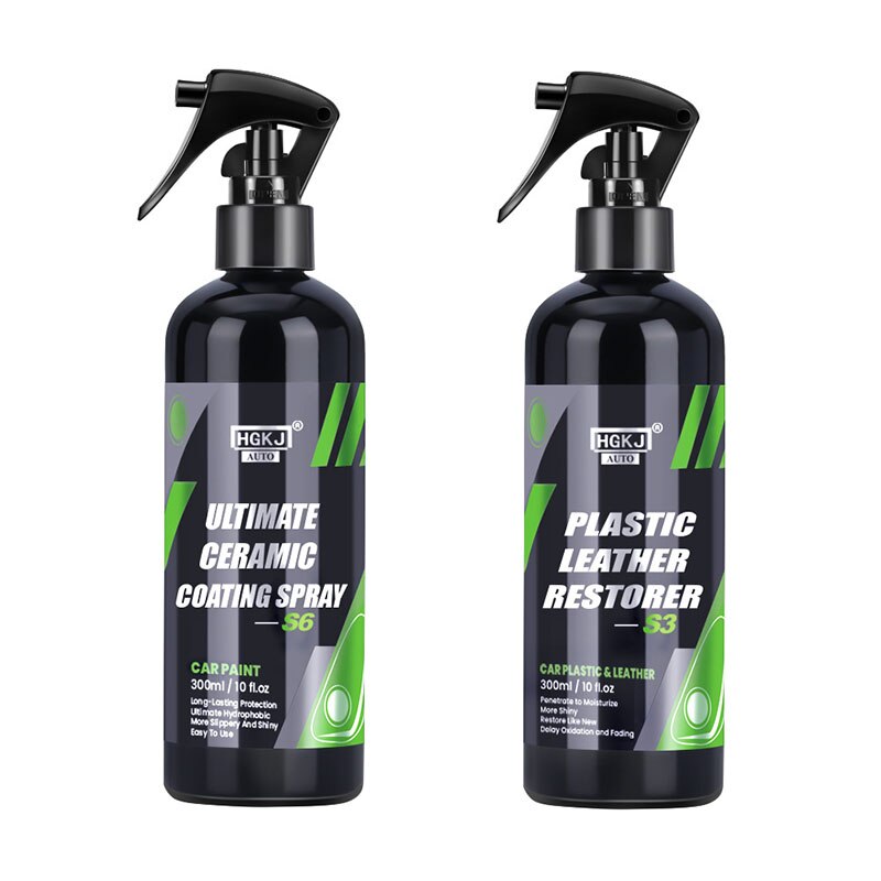 Kit de peinture de revêtement céramique 9H pour voiture, 300/100/50ml, pâte à polir, produits Nano, hydrophobe, couche rapide, cire liquide, HGKJ: S6 xPlastic S3-300ml