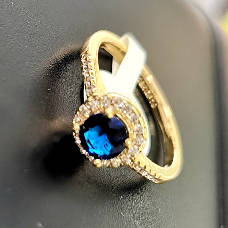 Luxe Vrouwelijke Kleine Blauwe Zirkoon Ringen Voor Vrouwen Goud Kleur Engagement Classic Bruiloft Sieraden