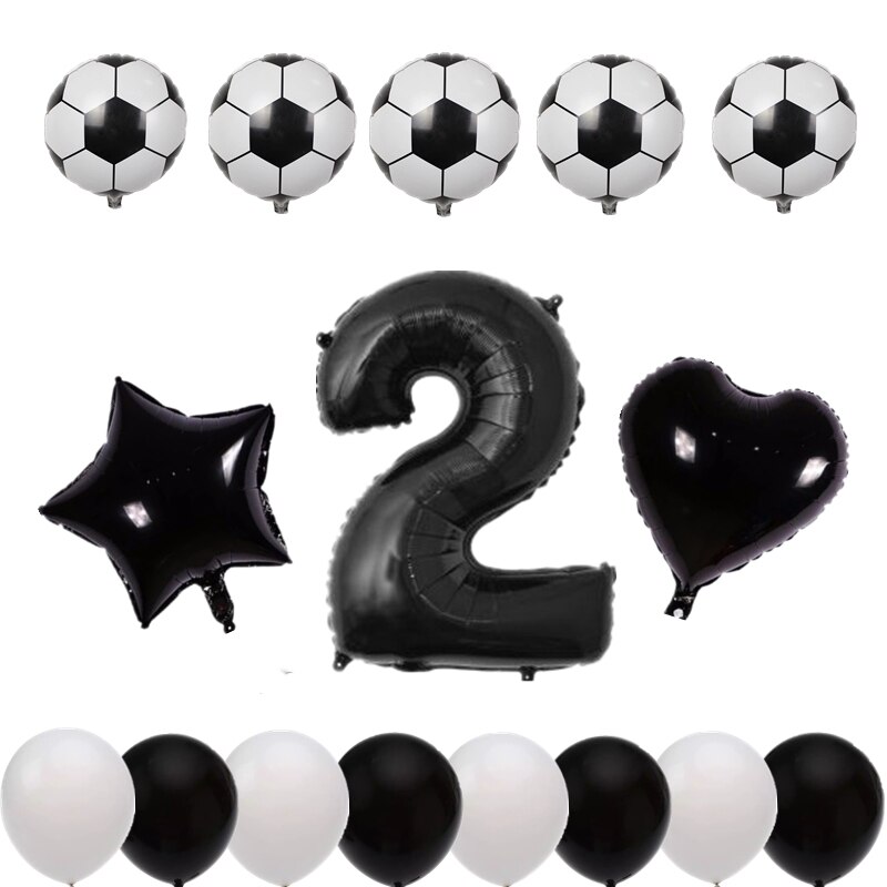 16 Uds 10 pulgadas Mini globo de fútbol Set 0-9 Número forma de estrella y corazón globos de aluminio DIY niños Baby Shower decoración de de cumpleaños