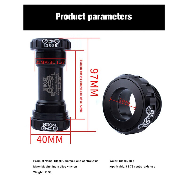 Keramische peilin-as trapas mtb racefiets mountainbike fiets trapassen 68/73 bb schroef/draad type trapas