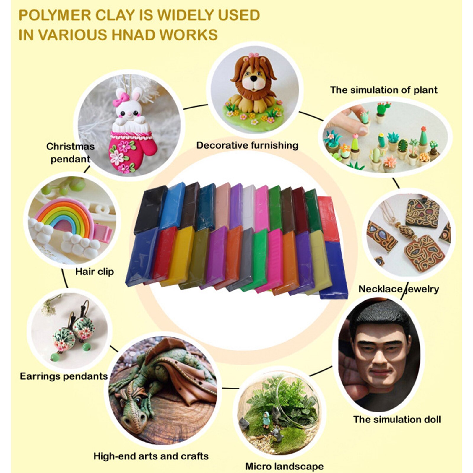 Polymer Clay Modeling Kit DIY Oven Bake Clay With Sculpting Tools Conducive To Imagination Creativity Brighter Strong Plasticity