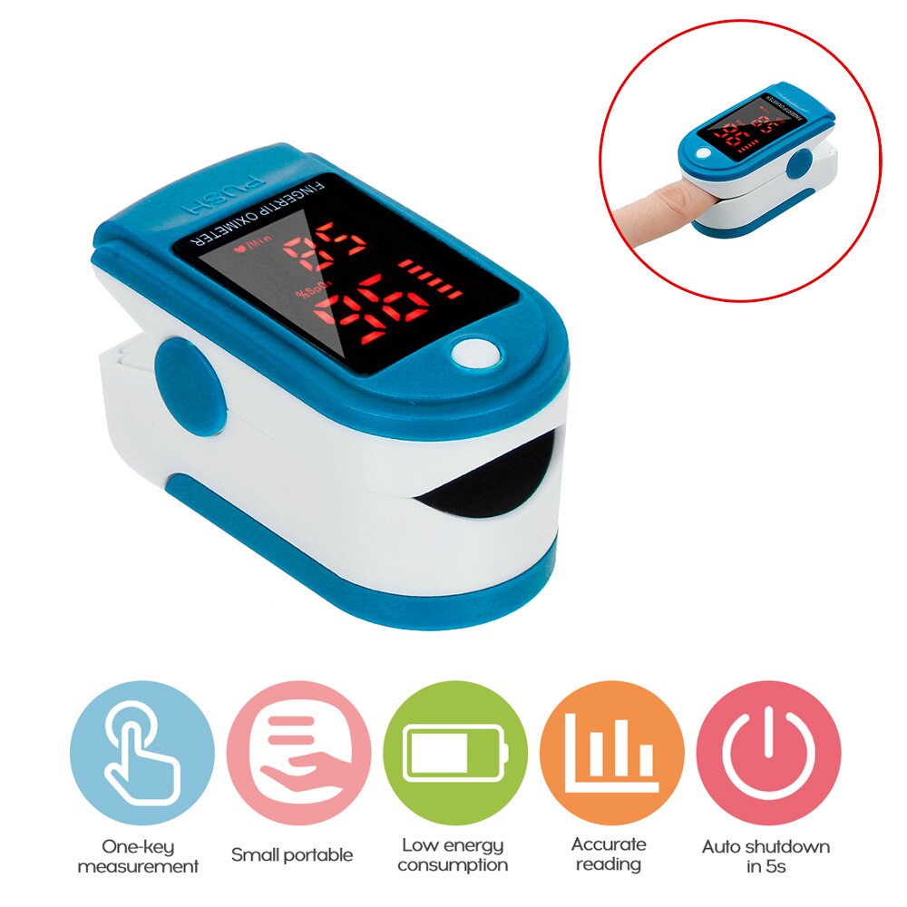 Carevas Blut Sauerstoff SPO2 Monitor Finger-pulsoximeter Sauerstoff Sättigung Monitor innerhalb von 24 stunden (ohne Batterie): Typ3-Blau