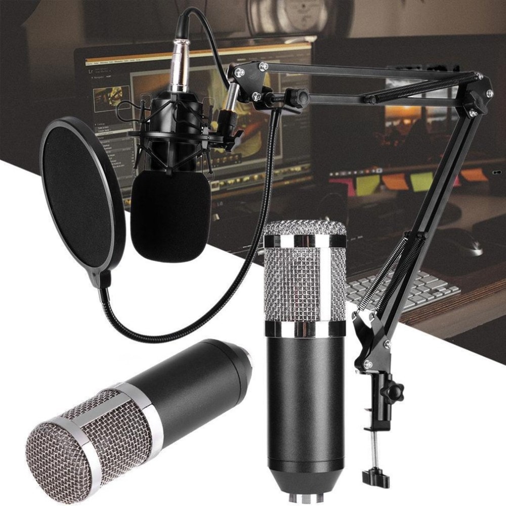 Dynamic Condenser Microphone Sound Studio Audio Recording Mic with Shock Mount for Broadcasting KTV Singing BM800
