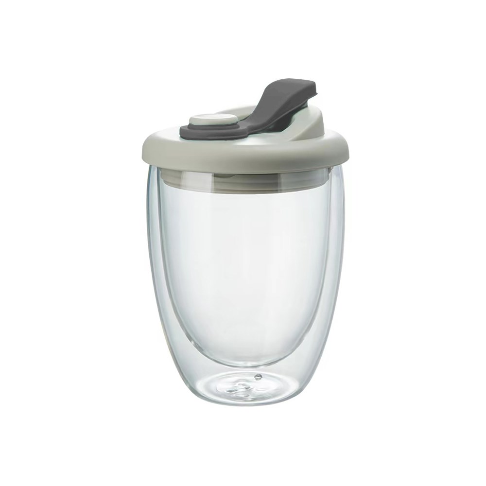 Leuke Draagbare Waterbeker Dubbelwandige Glazen Beker Met Lekvrij Deksel Transparant Geïsoleerde Koffiekopjes Melk Thee Sap Mok Dinkware: Bruin / 701-800ml