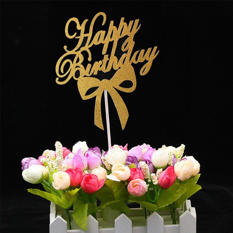 diversa brillante Feliz cumpleaños 1 pieza acrílico dorado plateado Flash Cake Topper Insertar tarjeta para pastel decoración para de cumpleaños: 7