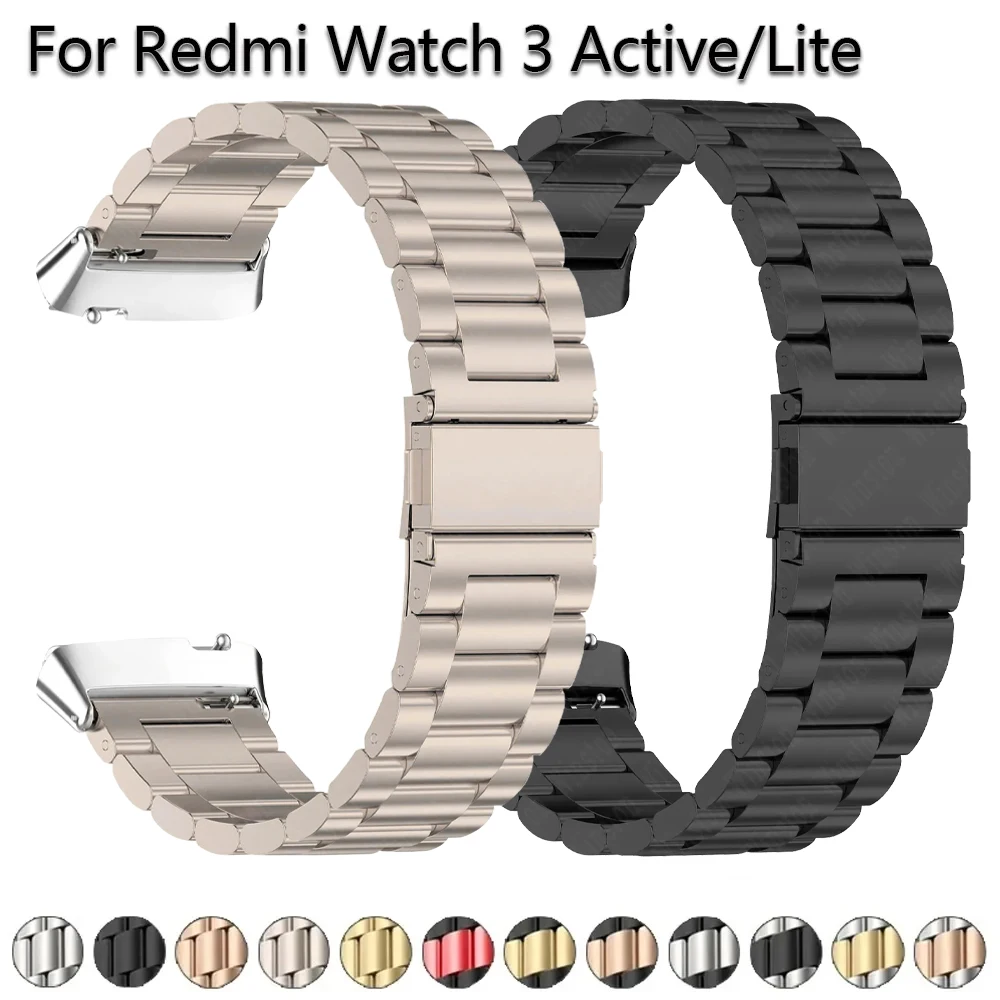 Correa de Metal sin huecos para Redmi Watch 3, pulsera activa de acero inoxidable para Xiaomi Redmi Watch 3 Lite