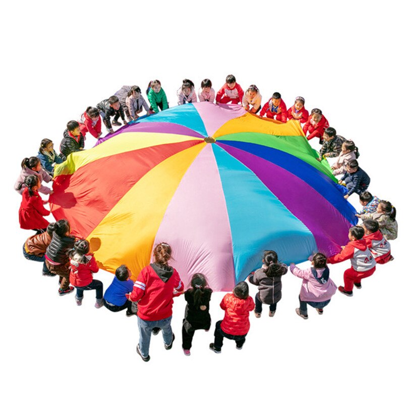 2M/3M/4M/5M Kleuterschool Regenboog Paraplu Stof Parachute Speelgoed Outdoor Sport Games mat Kinderen Oefening Ontwikkeling Leuk Speelgoed