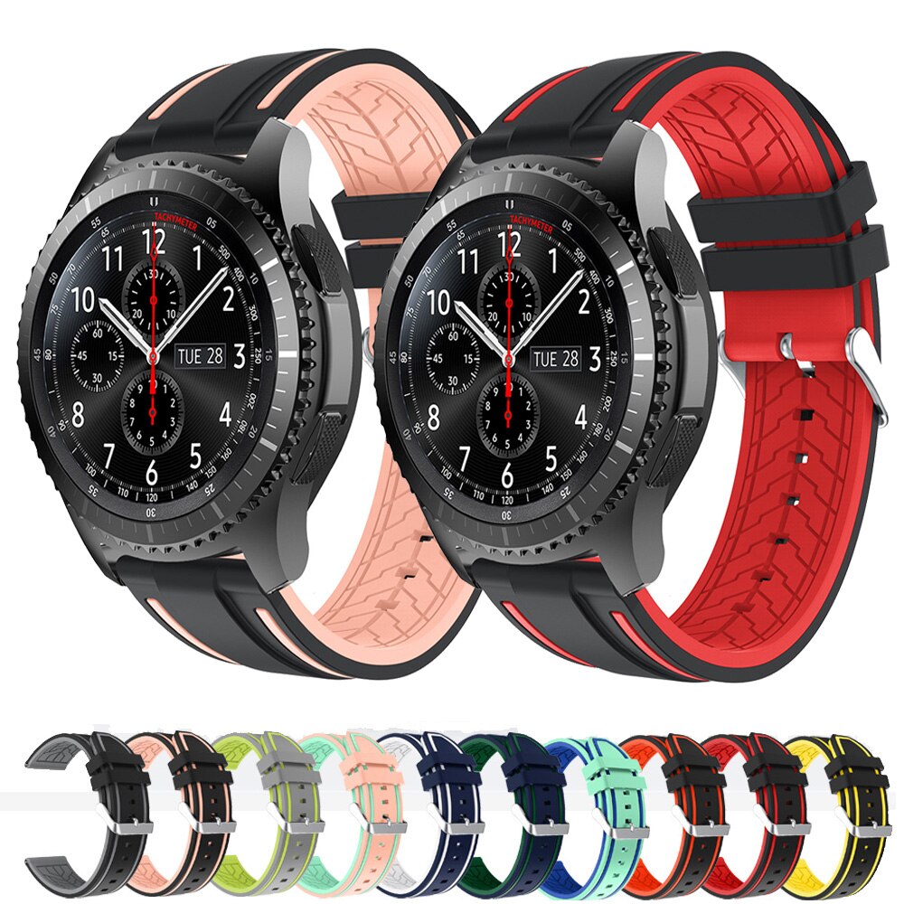 Samsung galaxy watch 46mm gear  s3 frontier -ranneke silikonikelloranneke kellonrannekkeen vaihto urheiluranneke 22mm kellonranneke