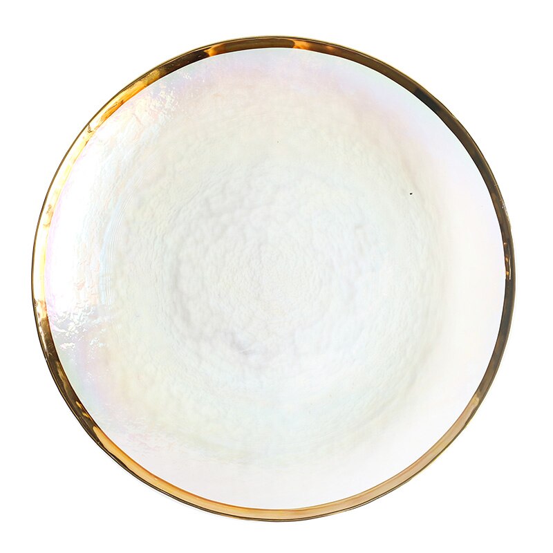 Colorful glass tableware plate Dessert salad bowl Western dish dinner tray fruit plate dinnerware sets plate