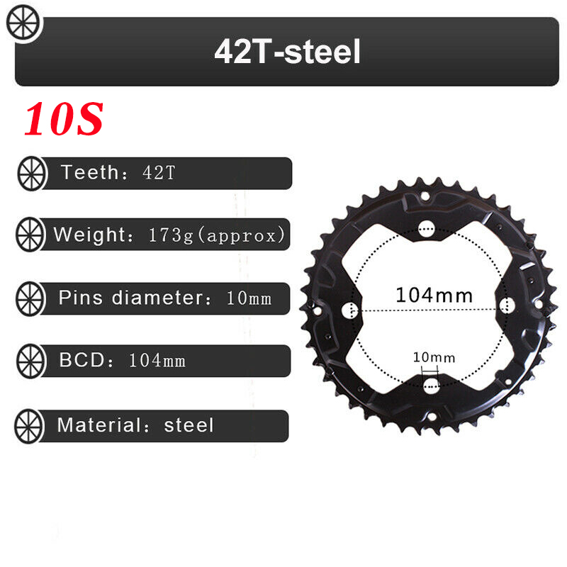 FSA Unisexe DH S9 104bcd Plateau de pédalier X, Noir, 104 × 36T