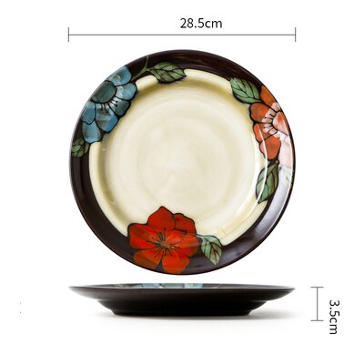 Household Dinnerware Porcelain Plate Bowl Combination Ceramic Tableware Set Western Steak Salad Noodles Plate DishSet Dinnerware: 11inch Plate