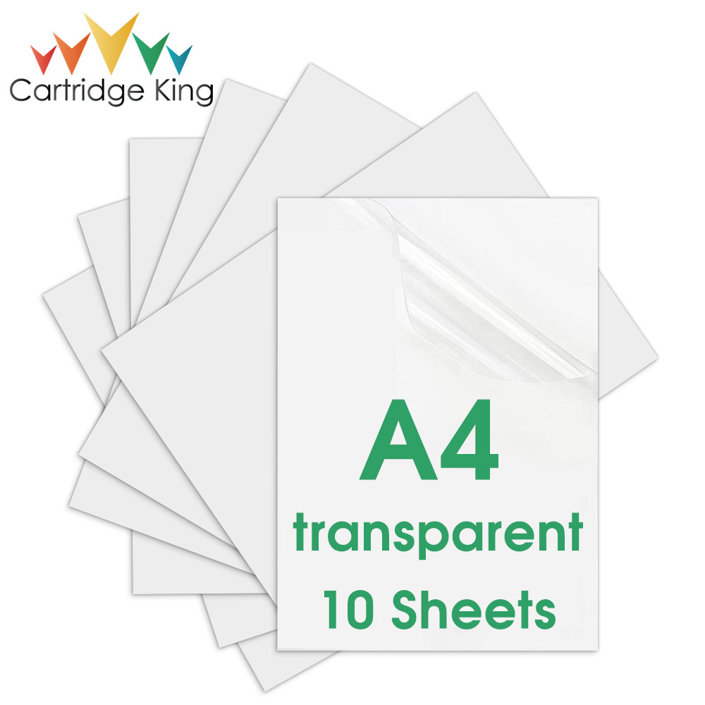 10 Sheets Shiny Silver Self-adhesive Printable Vinyl Sticker Paper A4 Printer Paper Waterproof Label Stickers for Inkjet Printer: Translucent