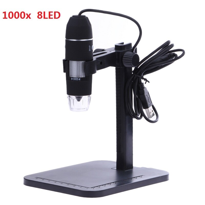 1000x 8 led 2mp usb digitalt mikroskop elektronisk mikroskop endoskop zoom kamera forstørrelsesglas + lift stativ: 1000x 8 førte