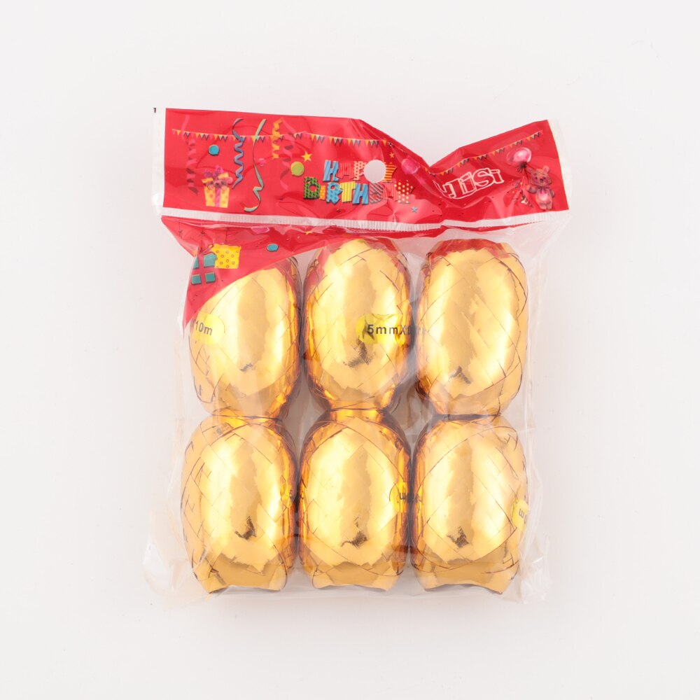 6pcs/lot Balloon Ribbons Rope White Rose Gold blue purple gold silver Ribbon Roll Wedding Birthday Party Decoration Wrapping Tap: gold