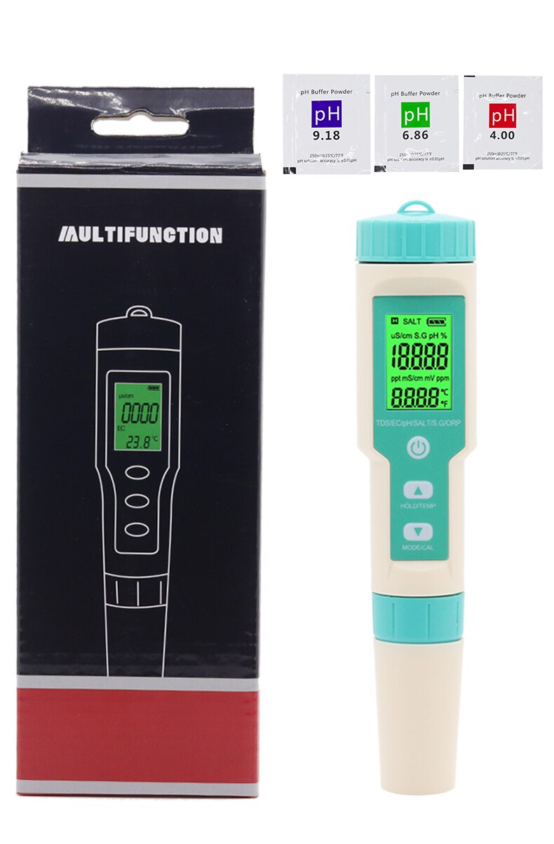 3/4/5/7 In 1 7 In 1 Ph/Tds/Ec/Orp/Zoutgehalte/S. G/Temperatuur Meter C-600 Water Quality Tester Voor Drinkwater, Aquaria: 7 IN 1