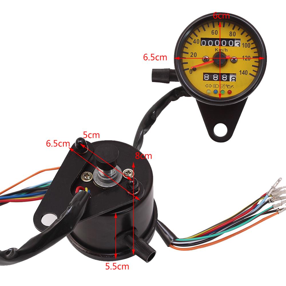 3 arten Universal- LED-hintergrundbeleuchtung Motorrad Dual Kilometerzähler KM/H Tacho Messgerät Mini retro Tachometer