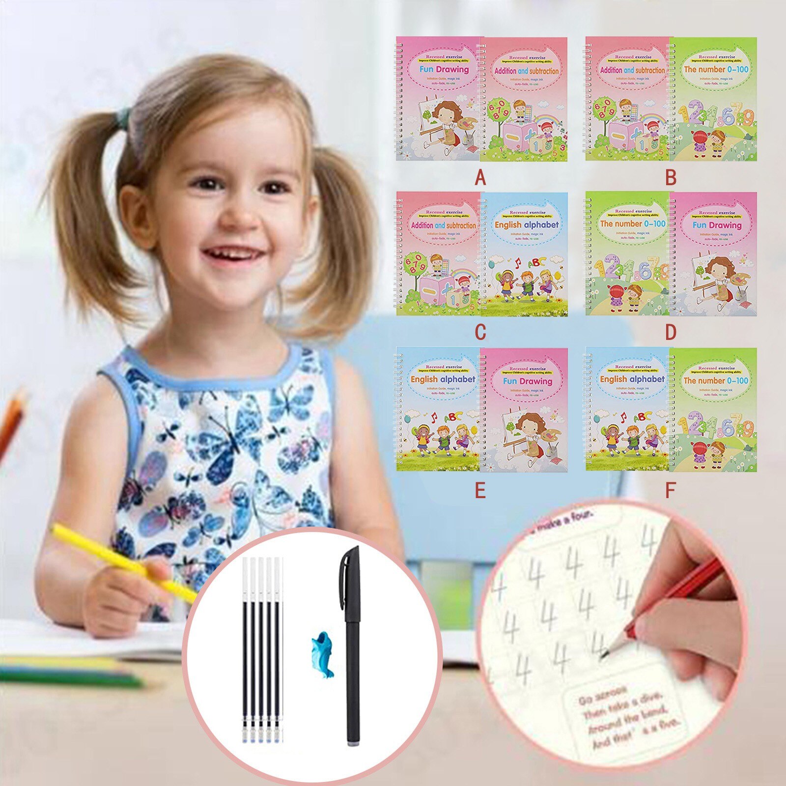 Magic Calligraphy That Can Be Reused Handwriting Copybook Set For Kid Calligraphic Letter Writing Art Supplies #G30