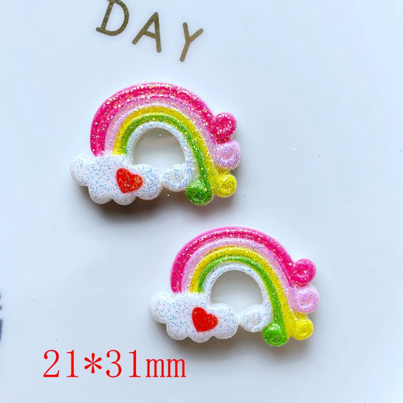 10Pcs Hars Leuke Gemengde Heldere Regenboog Serie Platte Achterkant Cabochon Plakboek Kawaii Diy Embellishments Accessoires: J