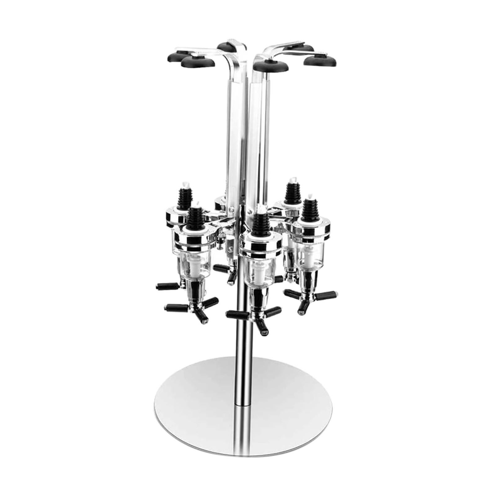 Rotating 6 Bottle Liquor Dispenser, Wine Rack Jet Bar Set Drinks Dispenser