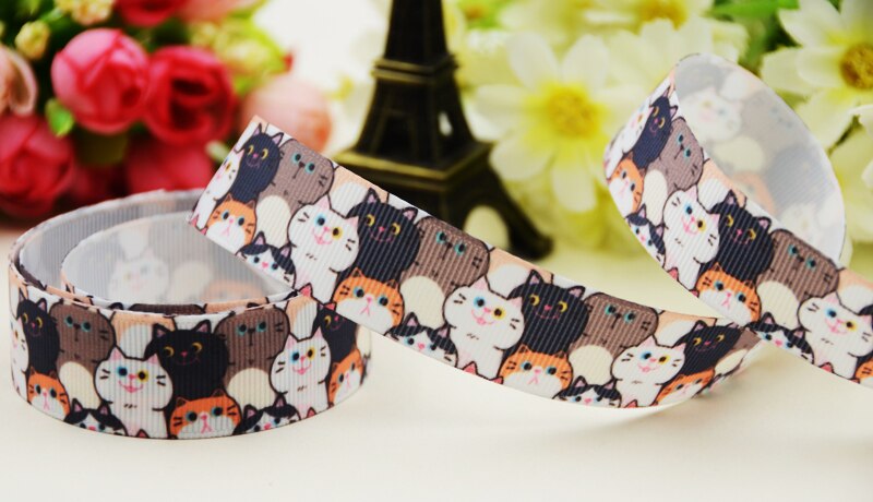 22Mm 25Mm 38Mm 75Mm Kat Cartoon Gedrukt Grosgrain Lint Partij Decoratie 10 Yards X-03657