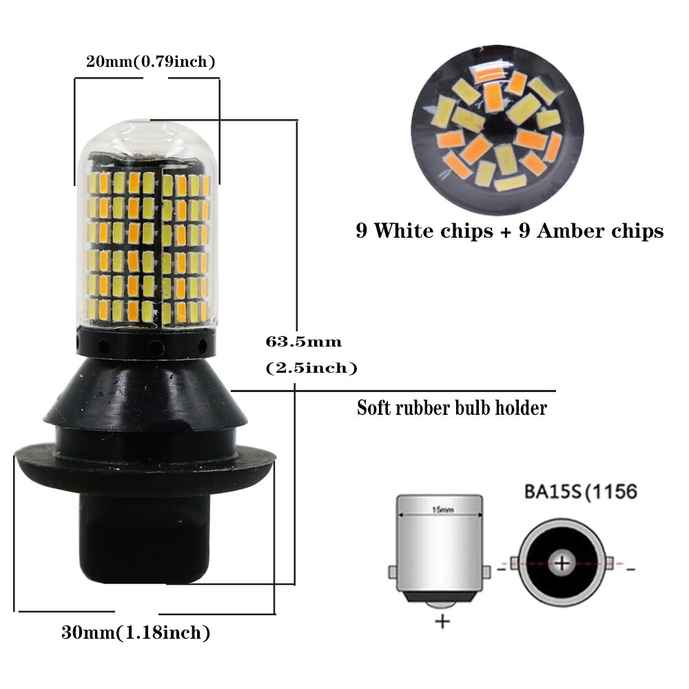 Luz led de circulación diurna con señal de giro, luces LED externas DRL de modo Dual, ba15s BAU15S 1156 p21w s25 168 T20 W21W WY21W 7440