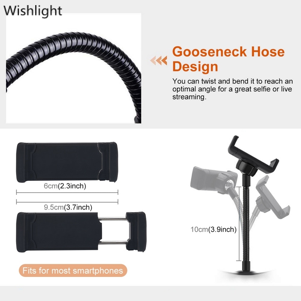 Fotografering selfie ring live light 26cm dimbar kamera telefon ring led lampa med bordsstativ för makeup video live studio