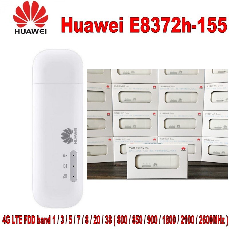 Desbloqueado e8372 E8372h-155 4g lte fdd banda 1/3/5/7/8/20 tdd banda 38/40/41 150 mbps usb wifi modem roteador wi-fi dongle