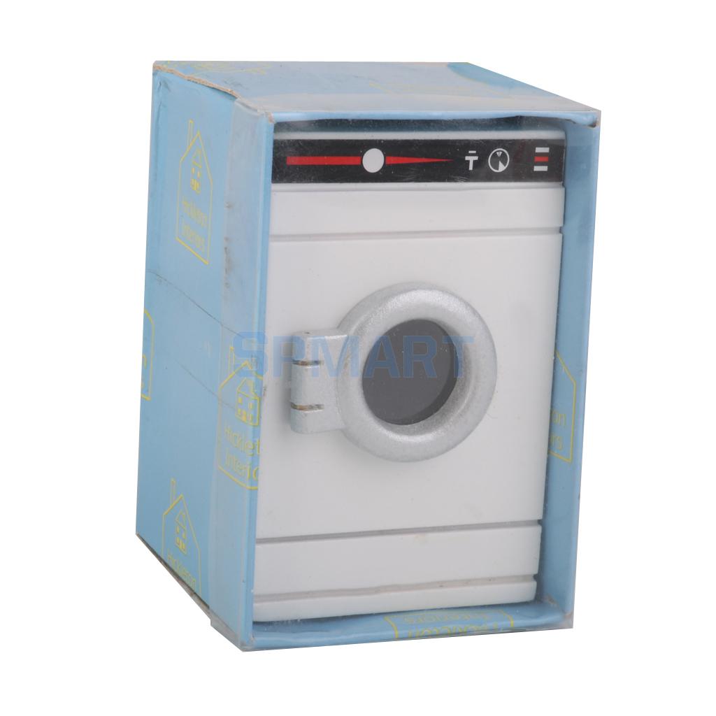 1/12 Scale Dollhouse Miniature Wood Washer Washing Machine for Dolls House Bathroom Furniture Decoration Life Scene Toy White