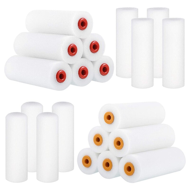 20 Pieces 4 Inch Foam Roller Refills Small Foam Paint Rollers Covers White Smooth Foam Roller Brushes Kit